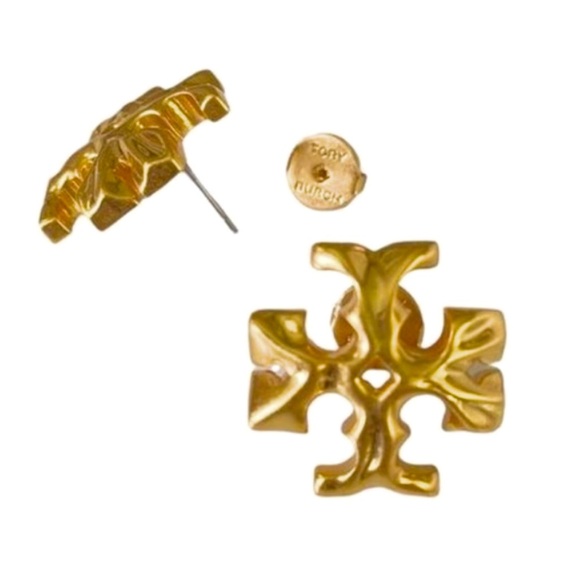 TORY BURCH • Vintage Gold Roxanne Logo Small Stud Earrings - Picture 4 of 7